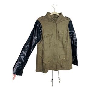 Ash rain + oak Green military style jacket